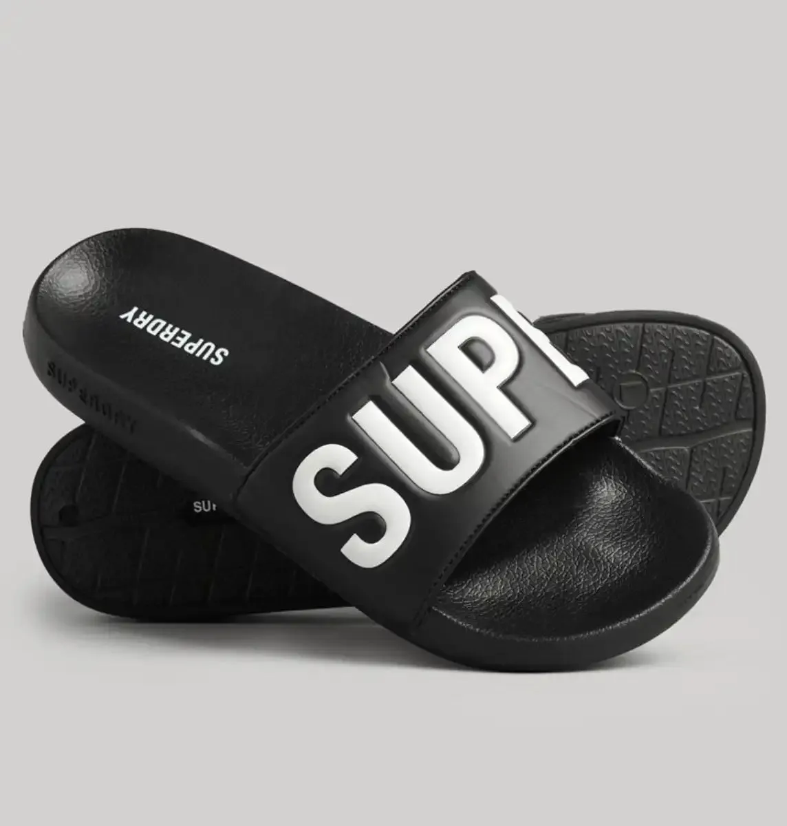 Superdry Core Pool Slides Black Optic White