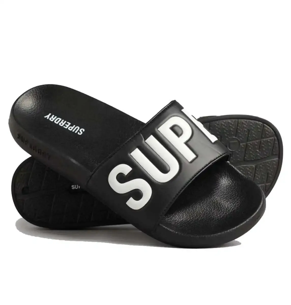 Superdry Core Pool Slides Black Optic White