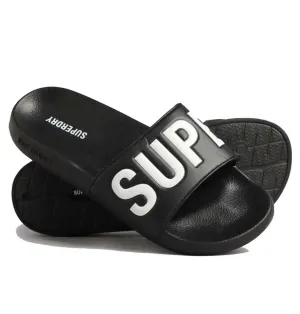 Superdry Core Pool Slides Black Optic White