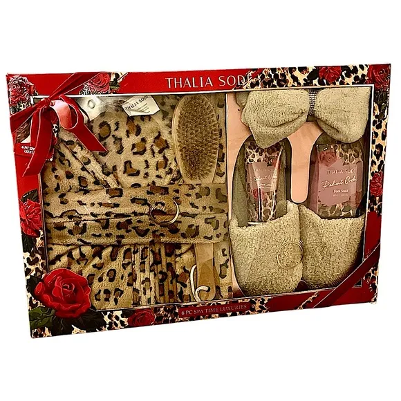 Thalia Sodi luxury spa set robe slippers headband back brush foot lotion &amp; soak