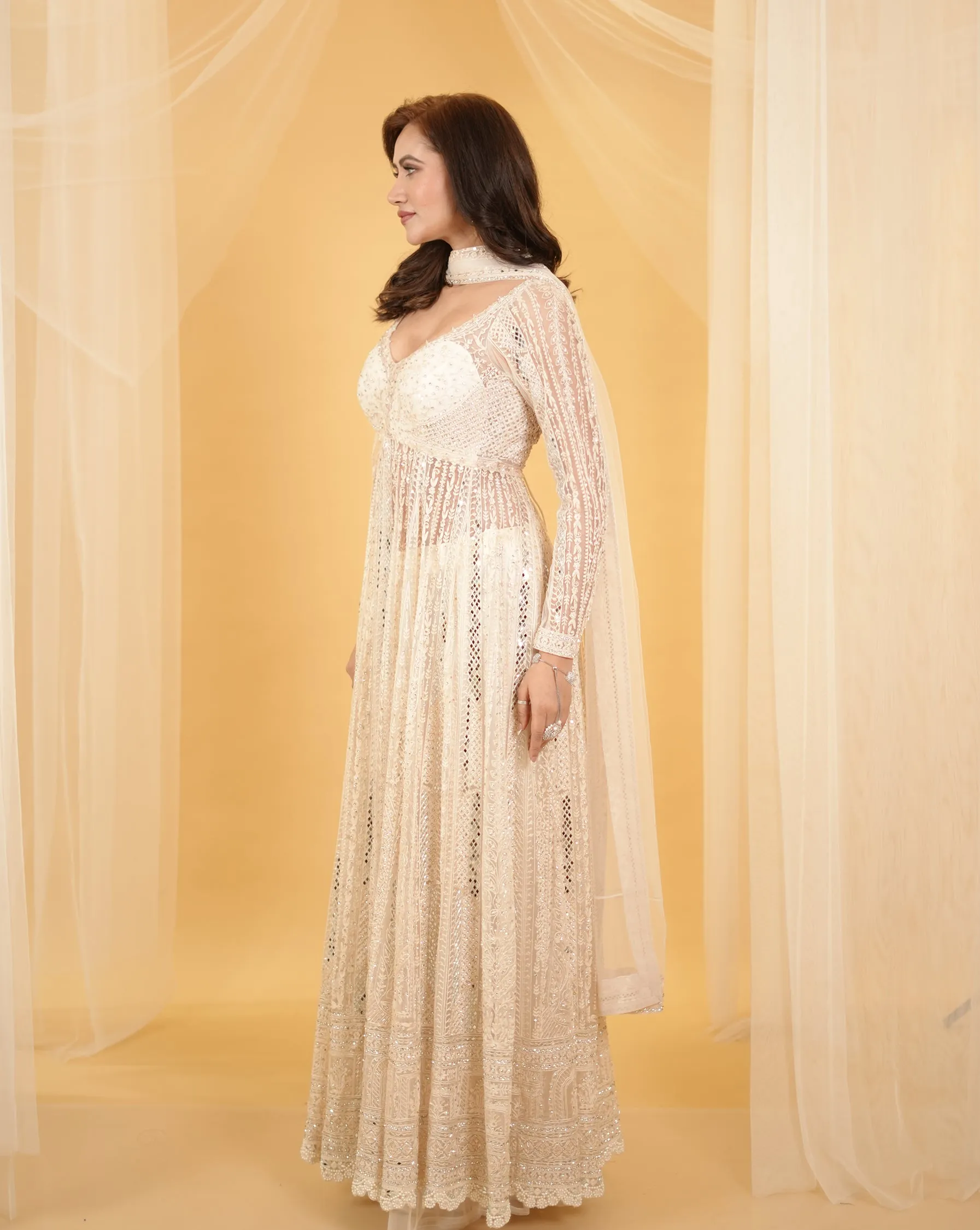 The Ivory Mirror Anarkali