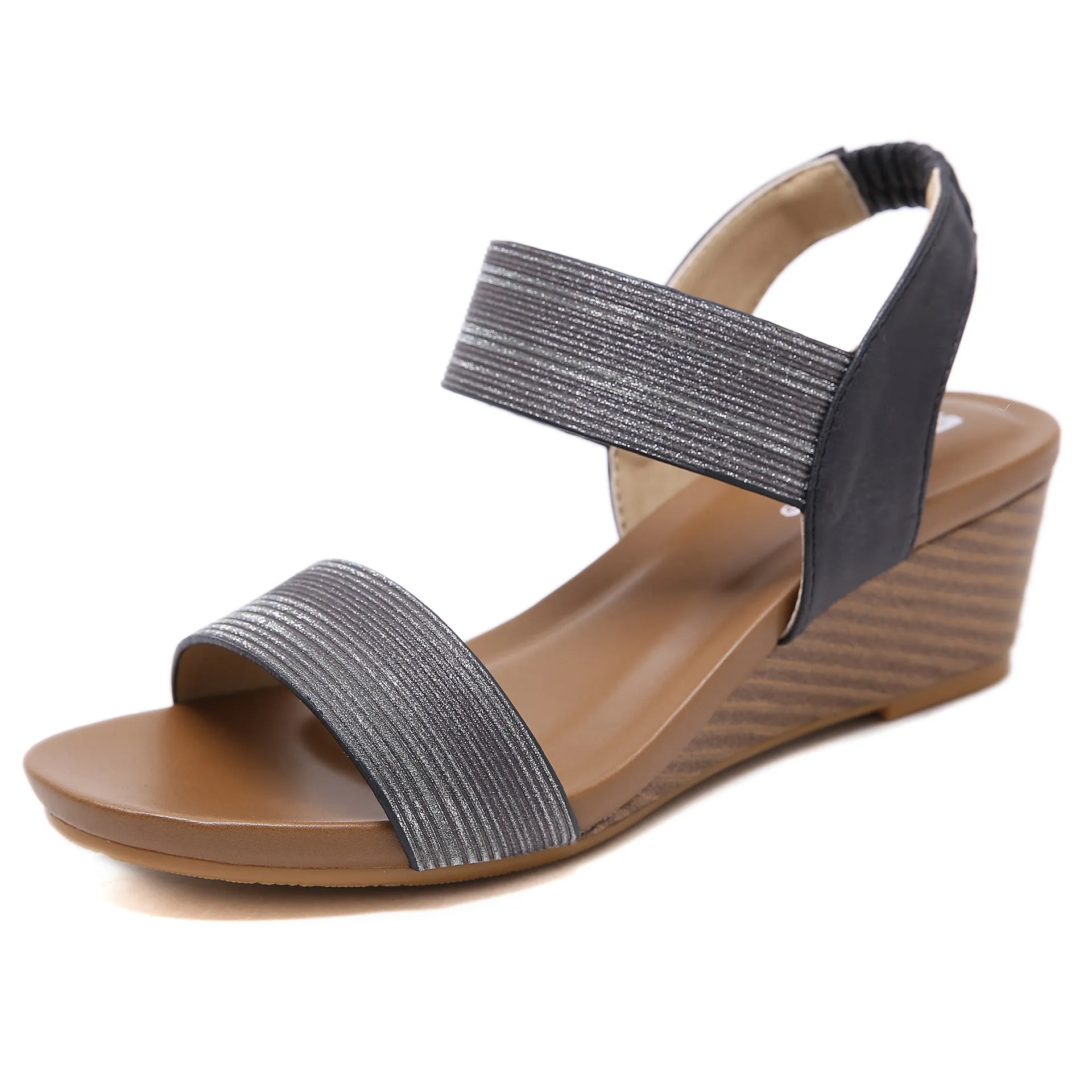 Thick Ankle Strap Sandals with Wedge Heels