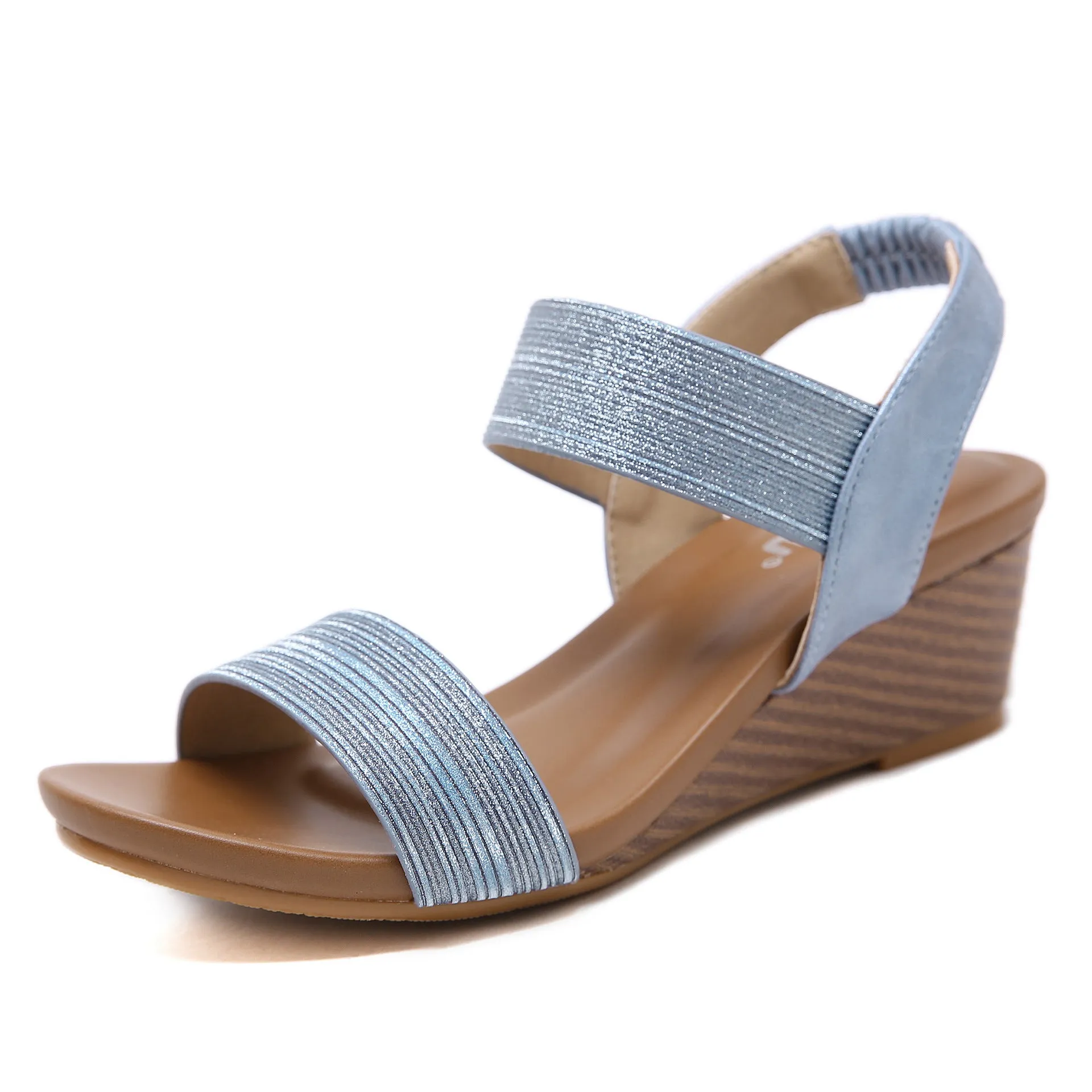 Thick Ankle Strap Sandals with Wedge Heels