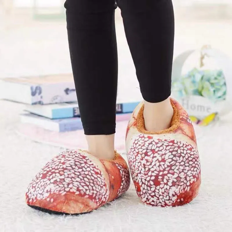 Toast Bread Winter Cotton Slippers for Adults