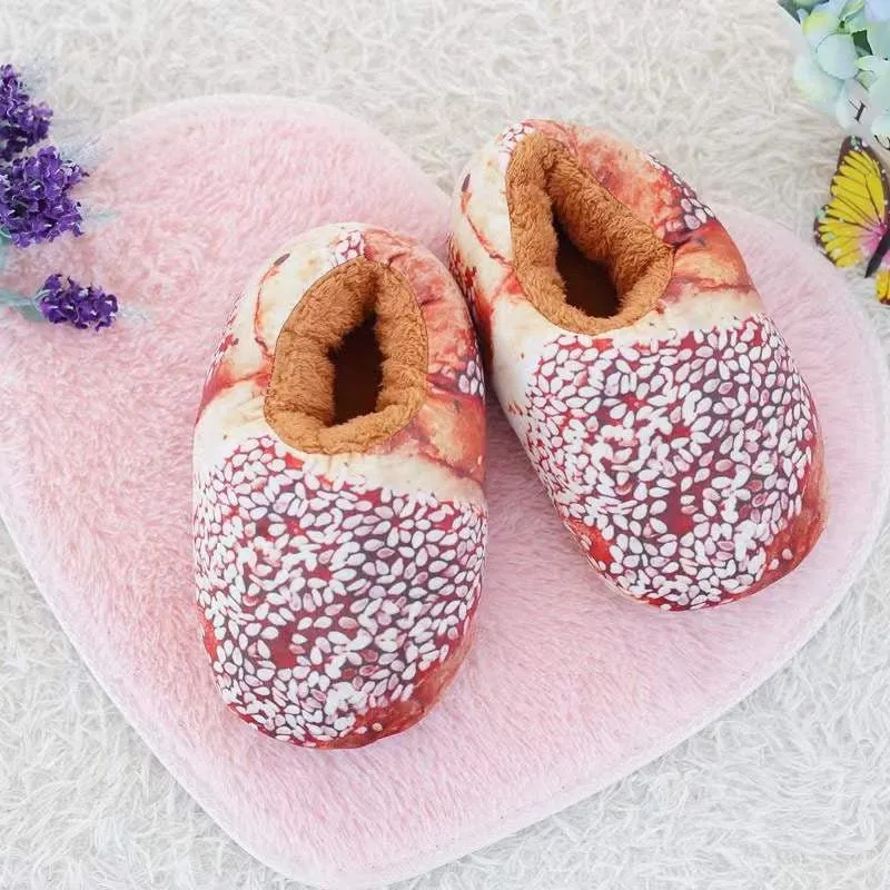 Toast Bread Winter Cotton Slippers for Adults