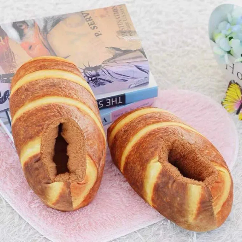 Toast Bread Winter Cotton Slippers for Adults