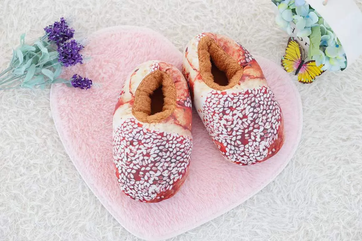 Toast Bread Winter Cotton Slippers for Adults
