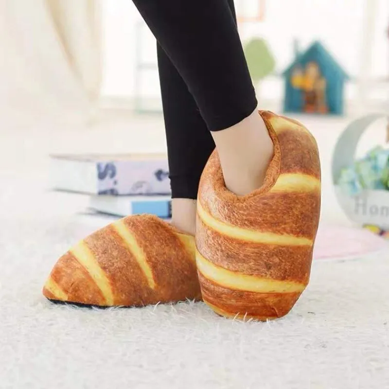 Toast Bread Winter Cotton Slippers for Adults