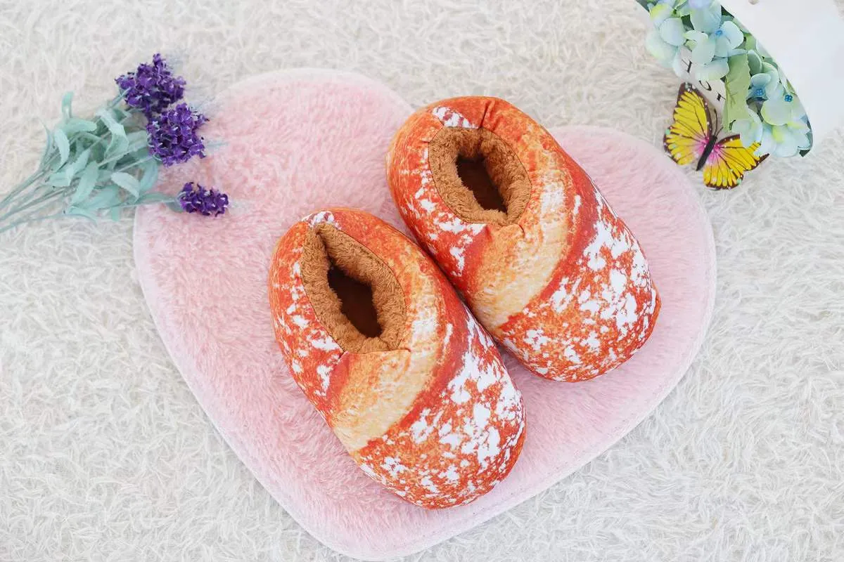 Toast Bread Winter Cotton Slippers for Adults