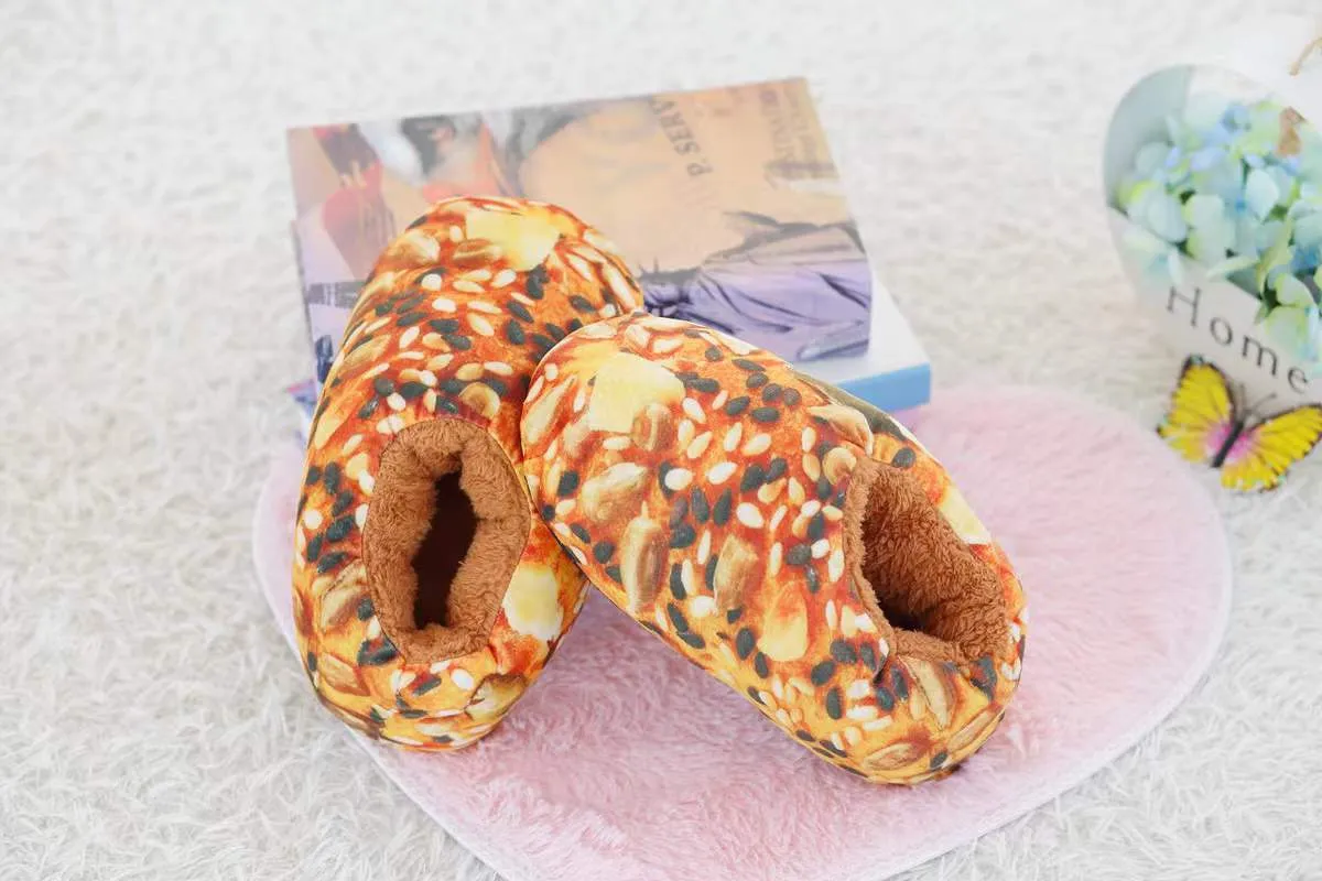 Toast Bread Winter Cotton Slippers for Adults