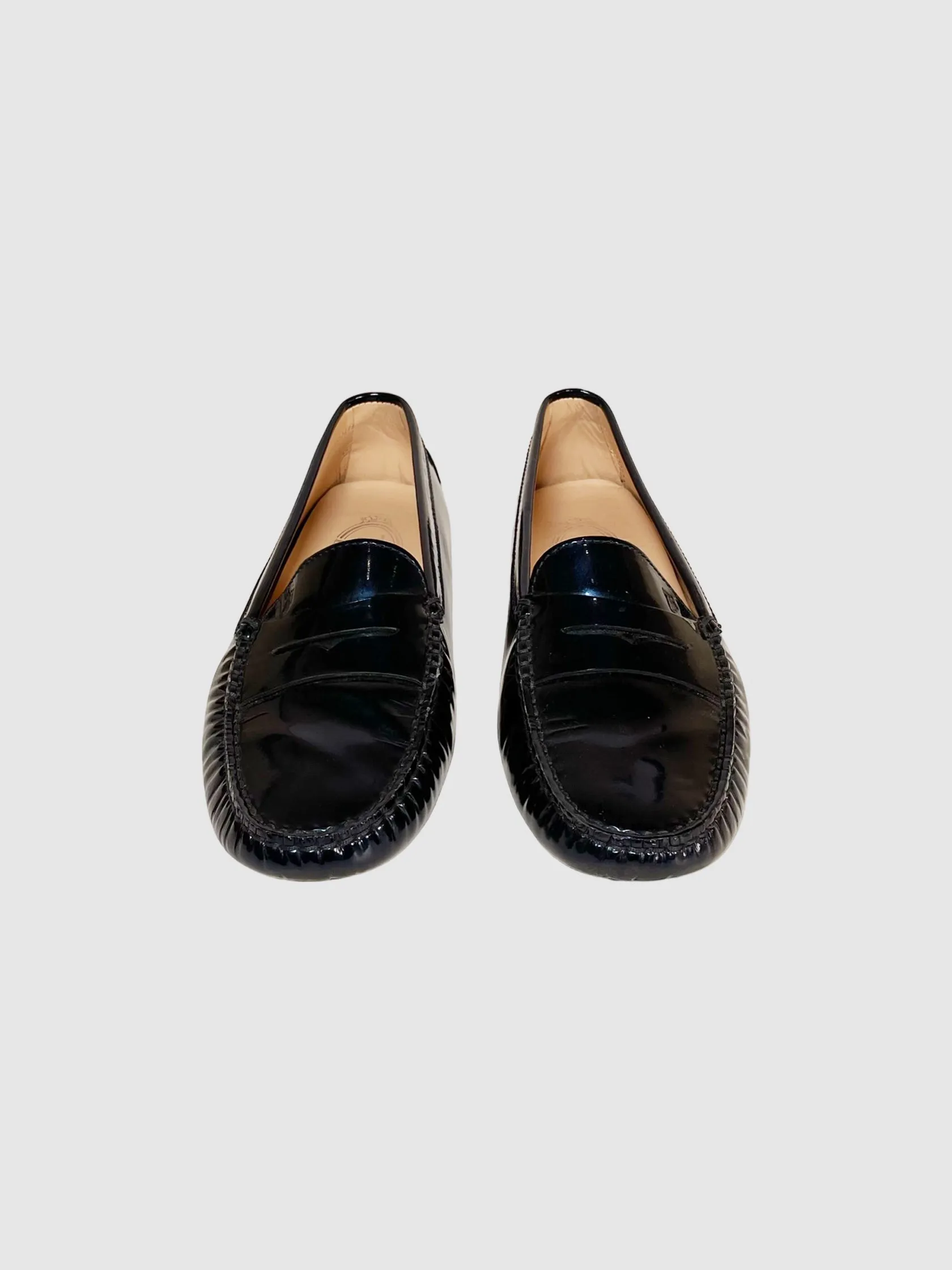 Tod's Metallic Patent Loafers - Size 7