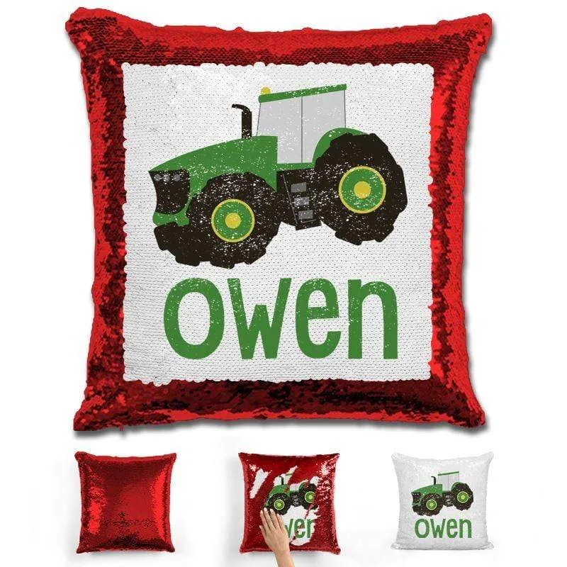 Tractor Personalized Magic Sequin Pillow