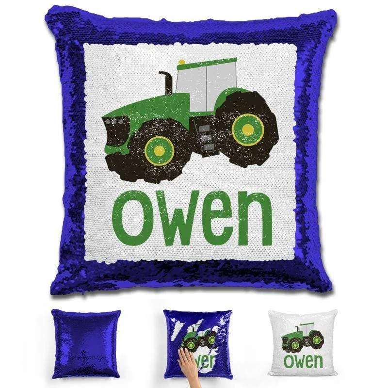 Tractor Personalized Magic Sequin Pillow