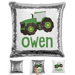Tractor Personalized Magic Sequin Pillow