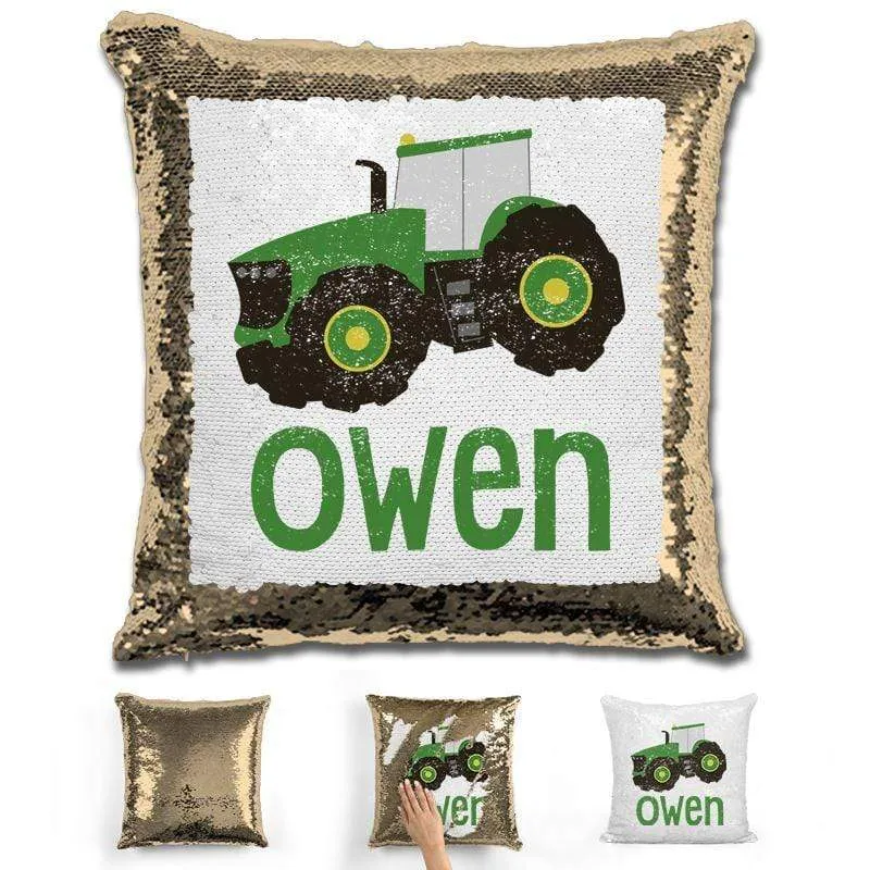 Tractor Personalized Magic Sequin Pillow