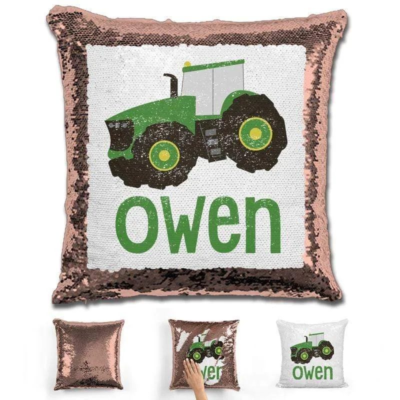 Tractor Personalized Magic Sequin Pillow