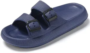 TREEMALL Pillow Sandals Cloud Slides for Women Men,Quick Drying Buckle Sandals Non-Slip Open Toe Double Strap Sandals