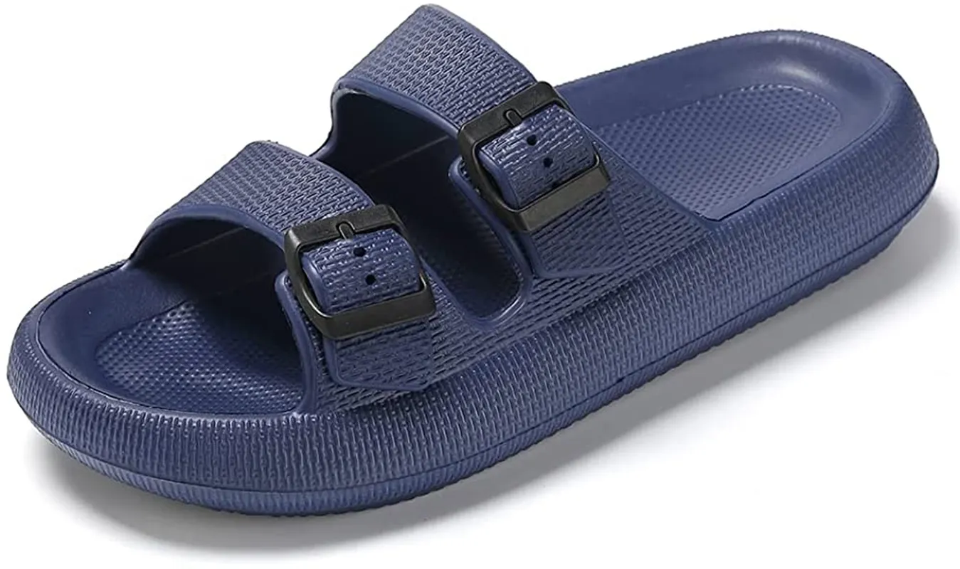TREEMALL Pillow Sandals Cloud Slides for Women Men,Quick Drying Buckle Sandals Non-Slip Open Toe Double Strap Sandals