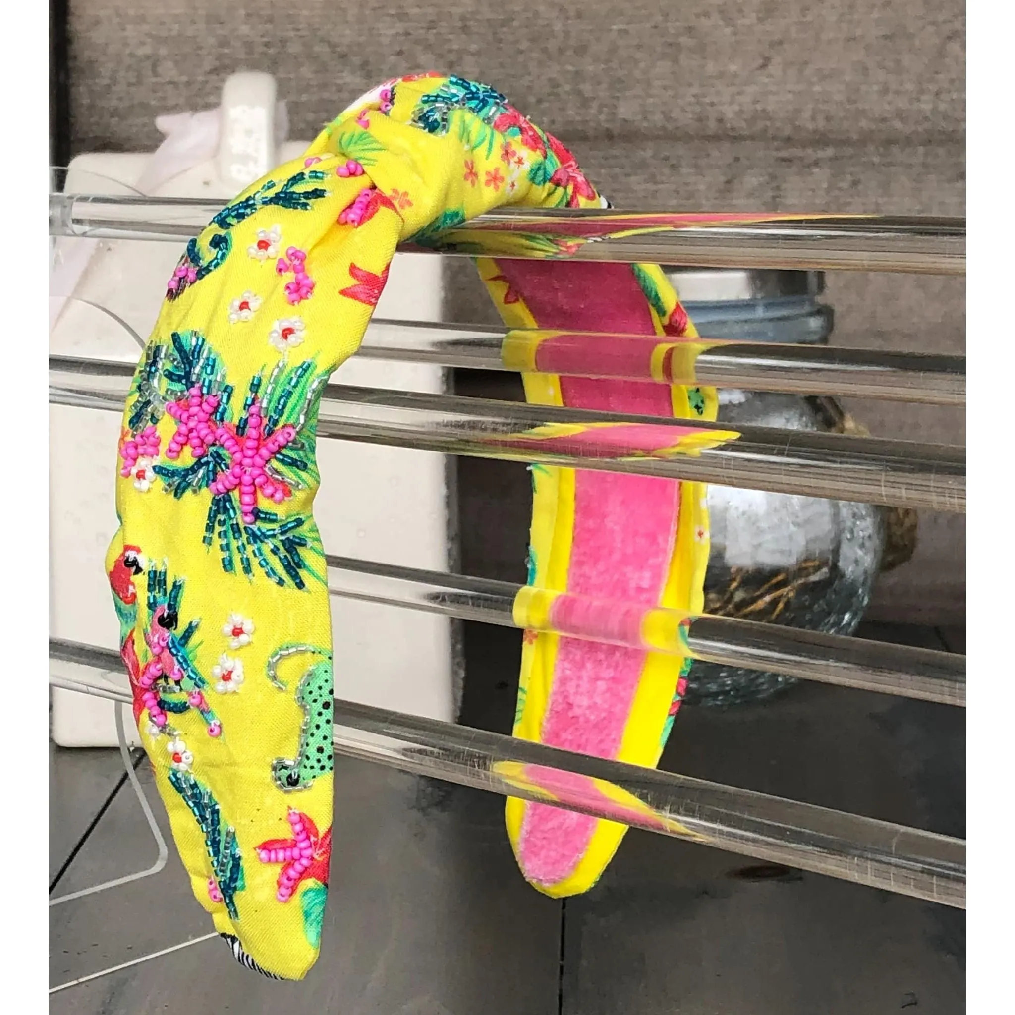 Tropical Bliss Seed Beaded Top Knot Headband S -Exclusive OBX Prep
