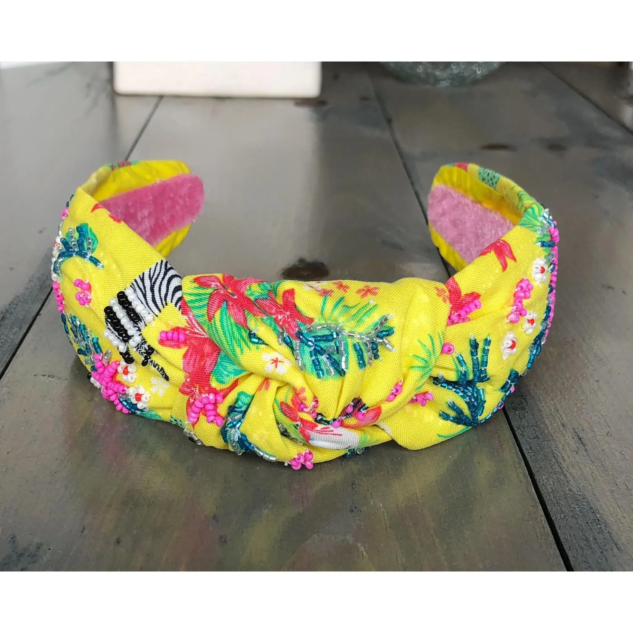 Tropical Bliss Seed Beaded Top Knot Headband S -Exclusive OBX Prep