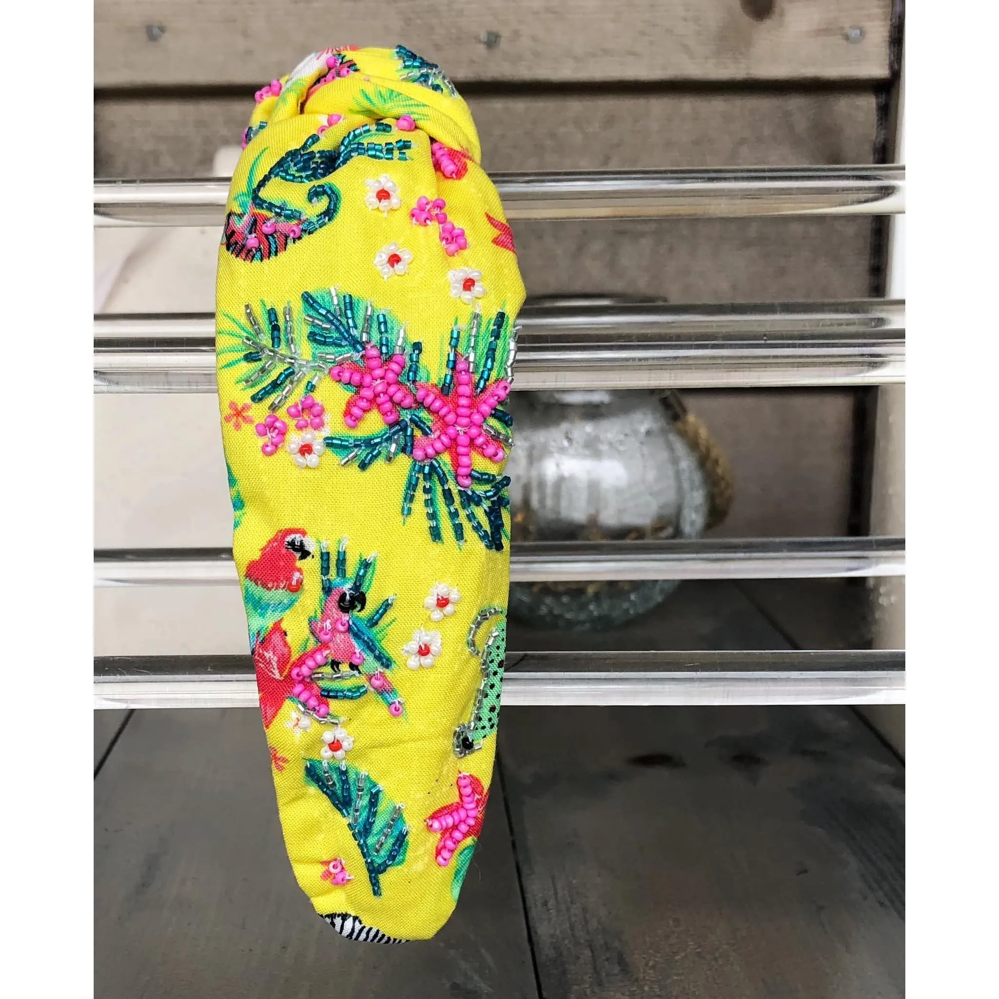 Tropical Bliss Seed Beaded Top Knot Headband S -Exclusive OBX Prep