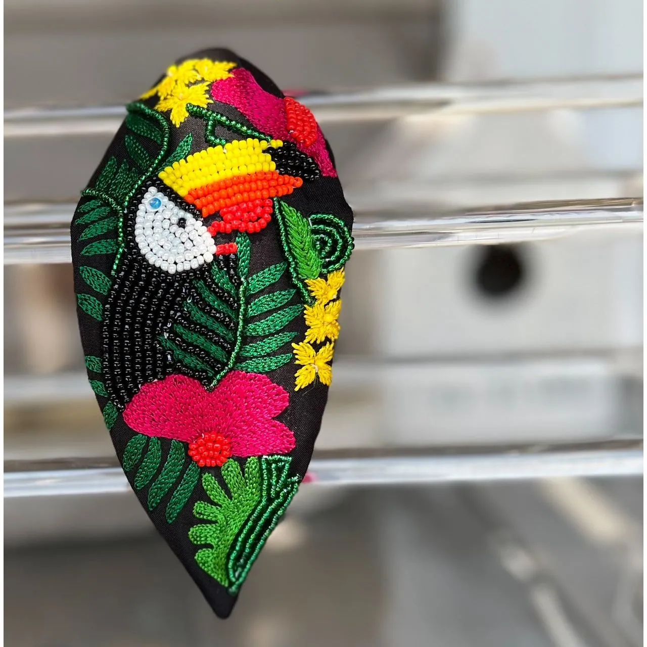 Tropical Toucan Turban Seed Beaded Headband S