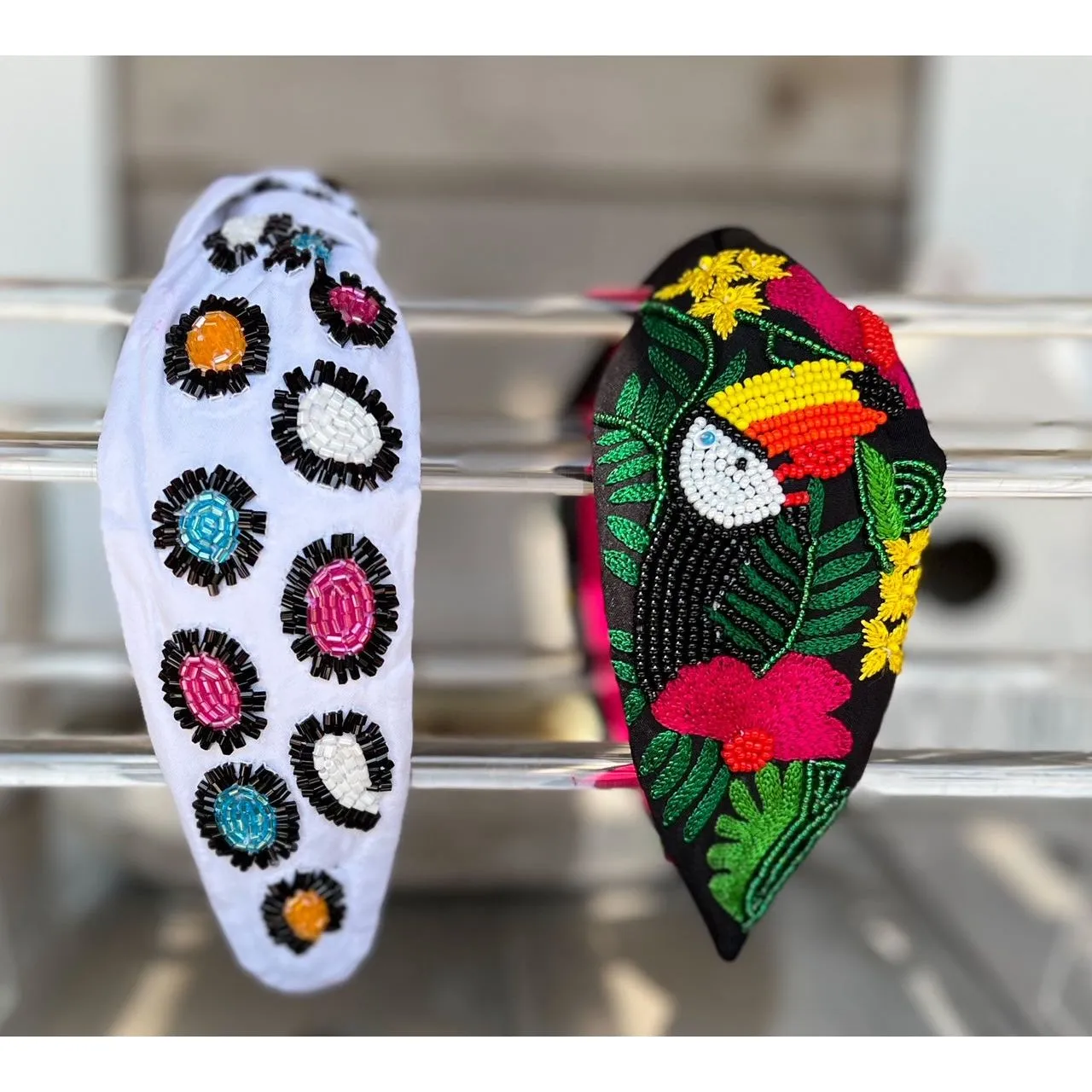 Tropical Toucan Turban Seed Beaded Headband S