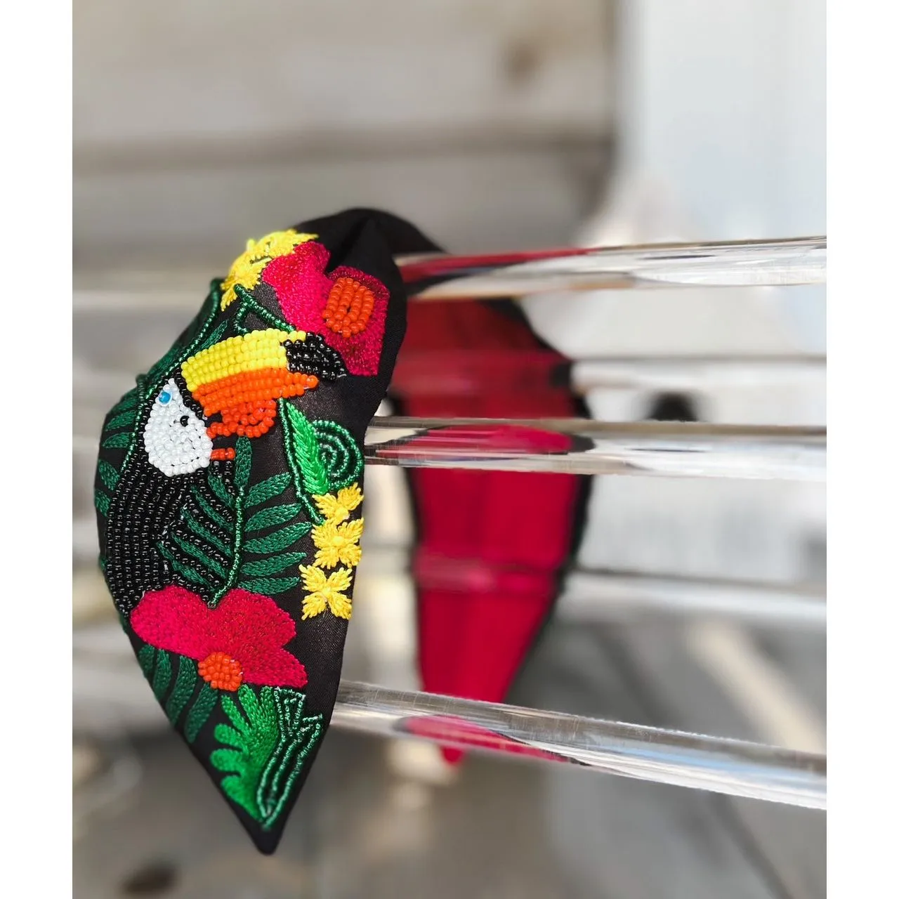 Tropical Toucan Turban Seed Beaded Headband S