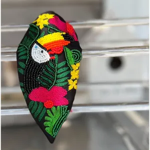 Tropical Toucan Turban Seed Beaded Headband S