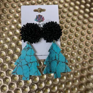 Turquoise Christmas Tree Earrings