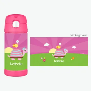 Turtle and Happy Bird Personalized Thermos Bottle