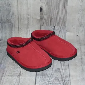 UGG Tasman II Suede/Sheepskin Red/Black Slippers Little Kids Size 11