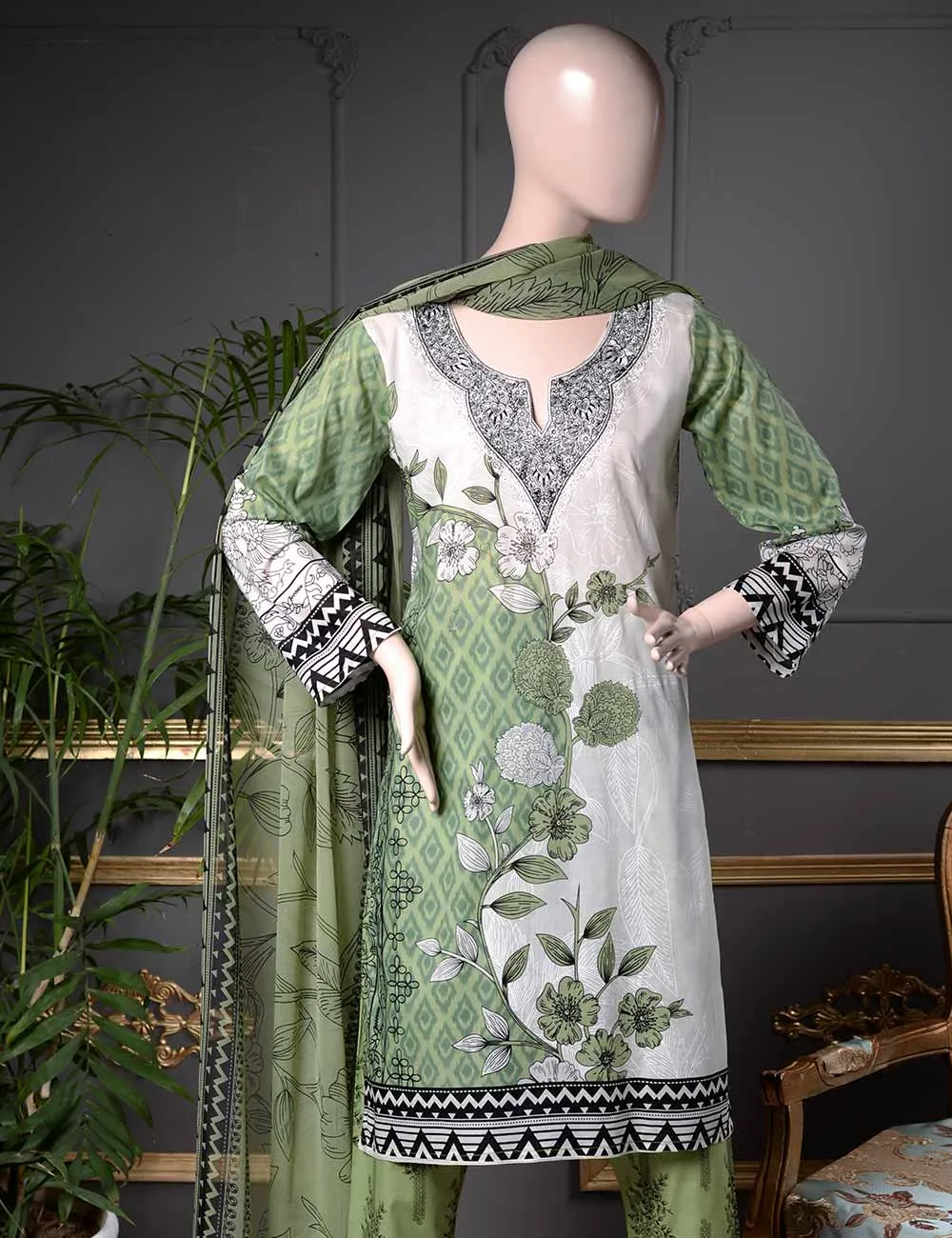 Un-stitched Embroidered Lawn (SE-3A) Eastern Abstract