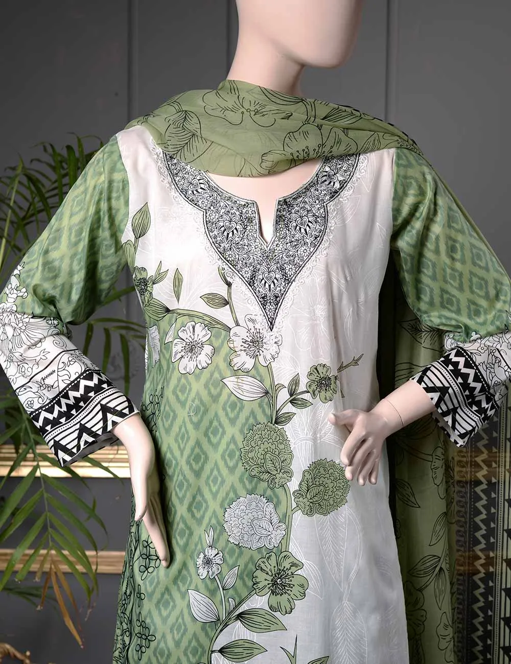 Un-stitched Embroidered Lawn (SE-3A) Eastern Abstract
