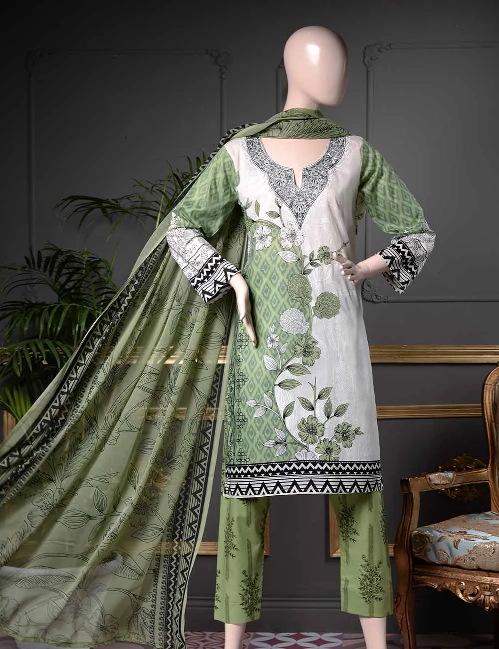 Un-stitched Embroidered Lawn (SE-3A) Eastern Abstract