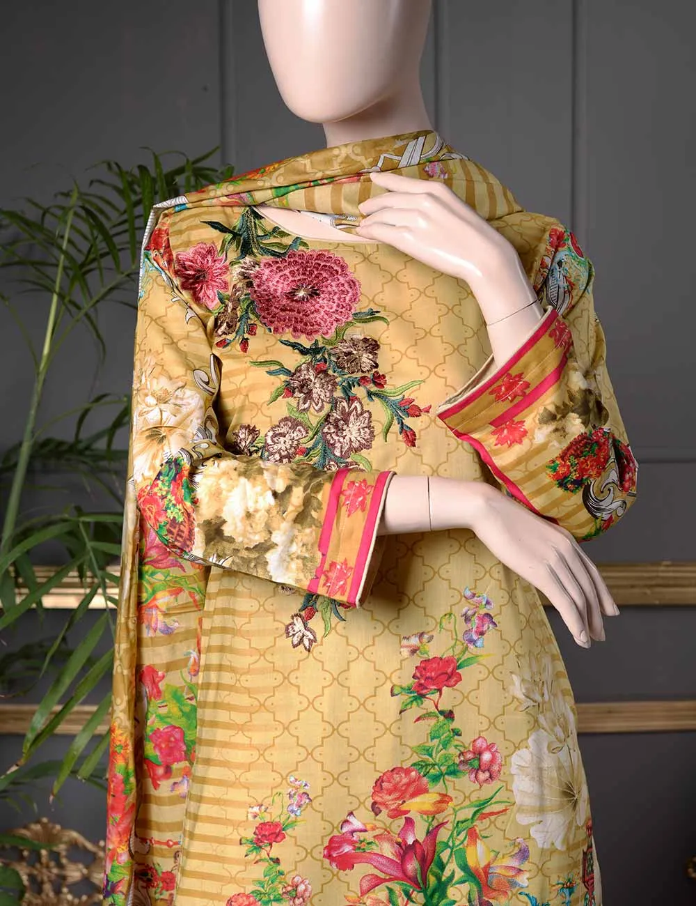 Un-stitched Embroidered Lawn (SE-4B) Whimsical Flora