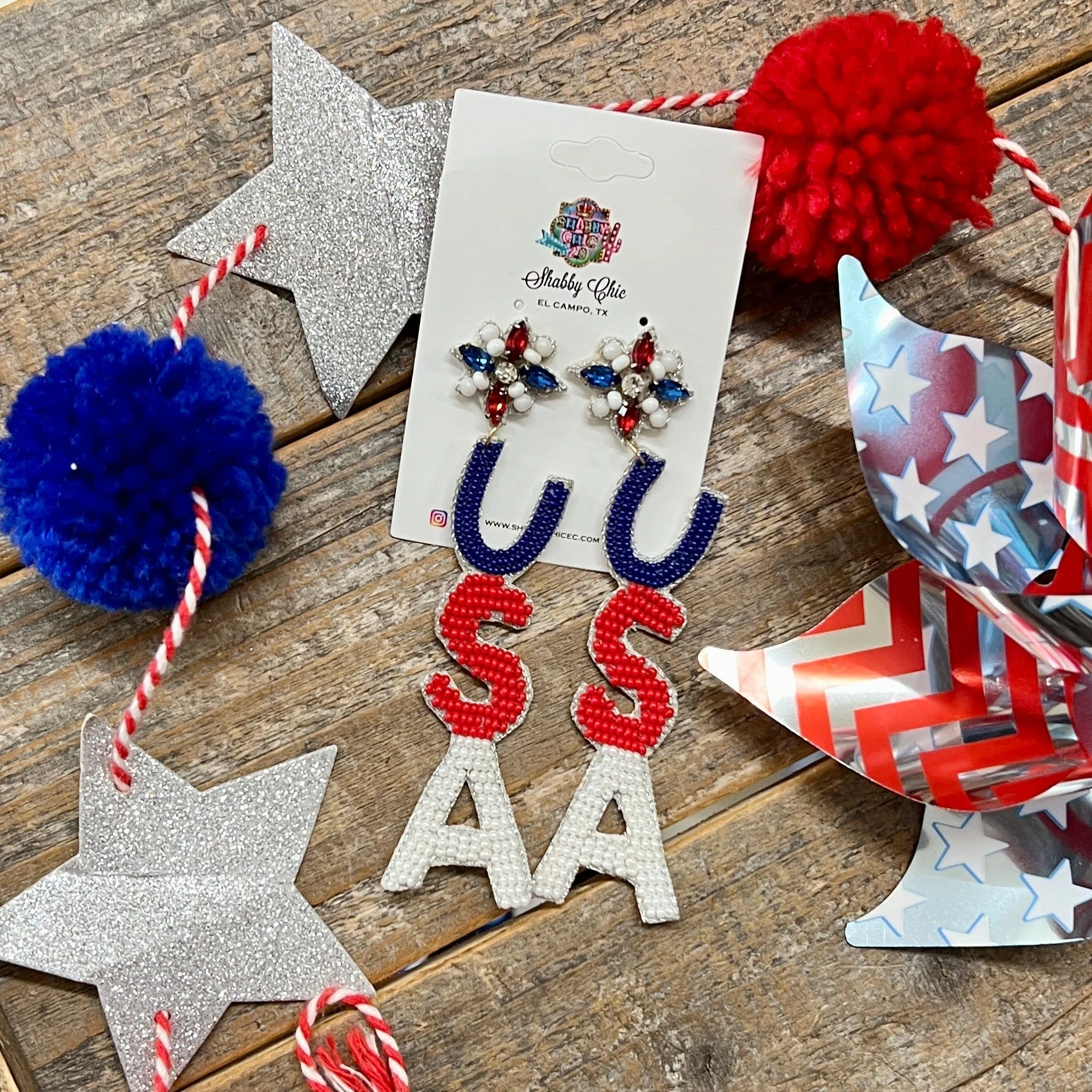 USA Beaded Earrings