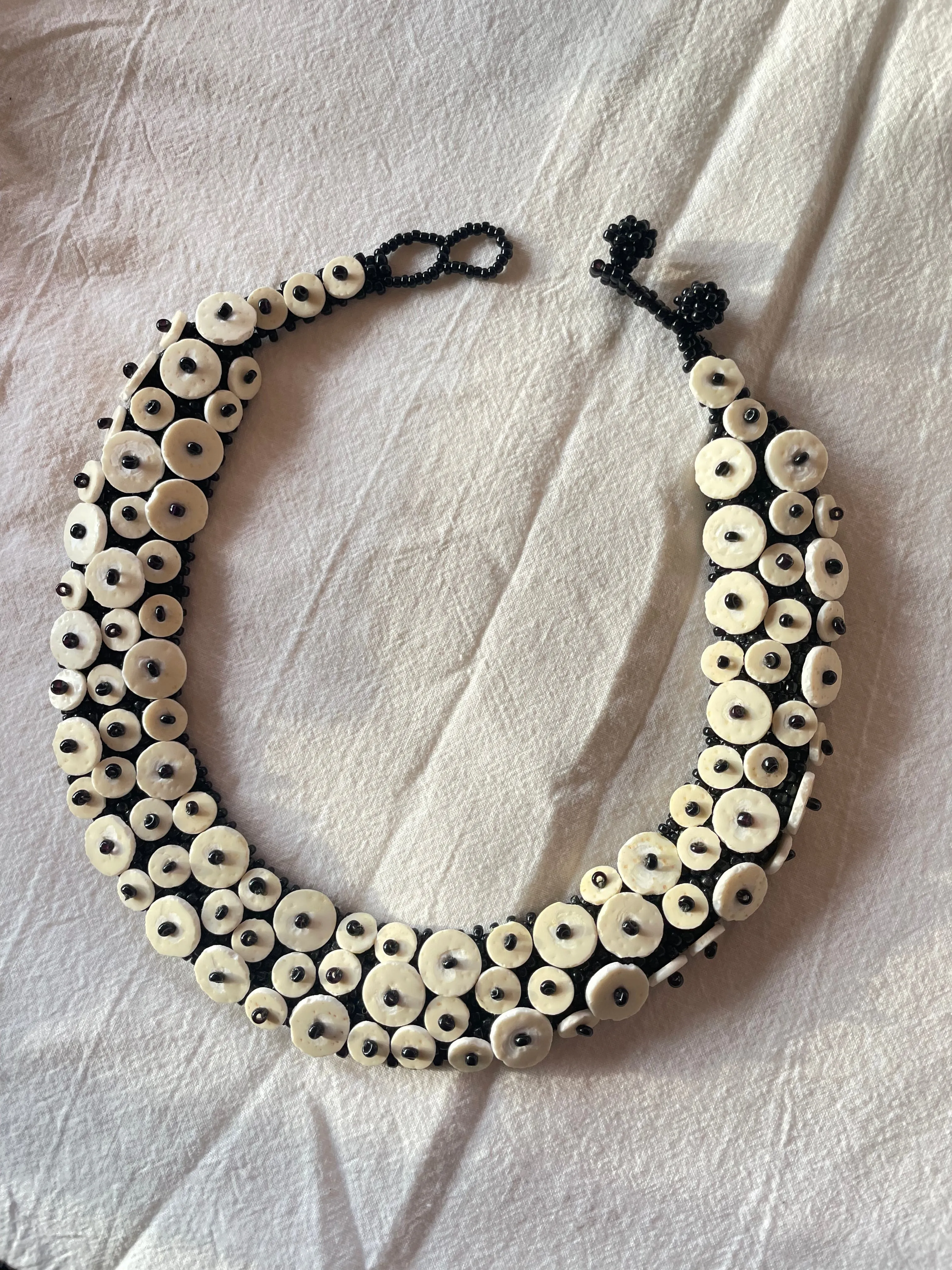 Vintage Beaded Collar with White Shells