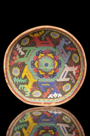Vintage Beaded Huichol Gourd with Sacred Deer