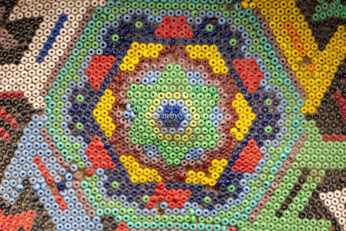 Vintage Beaded Huichol Gourd with Sacred Deer