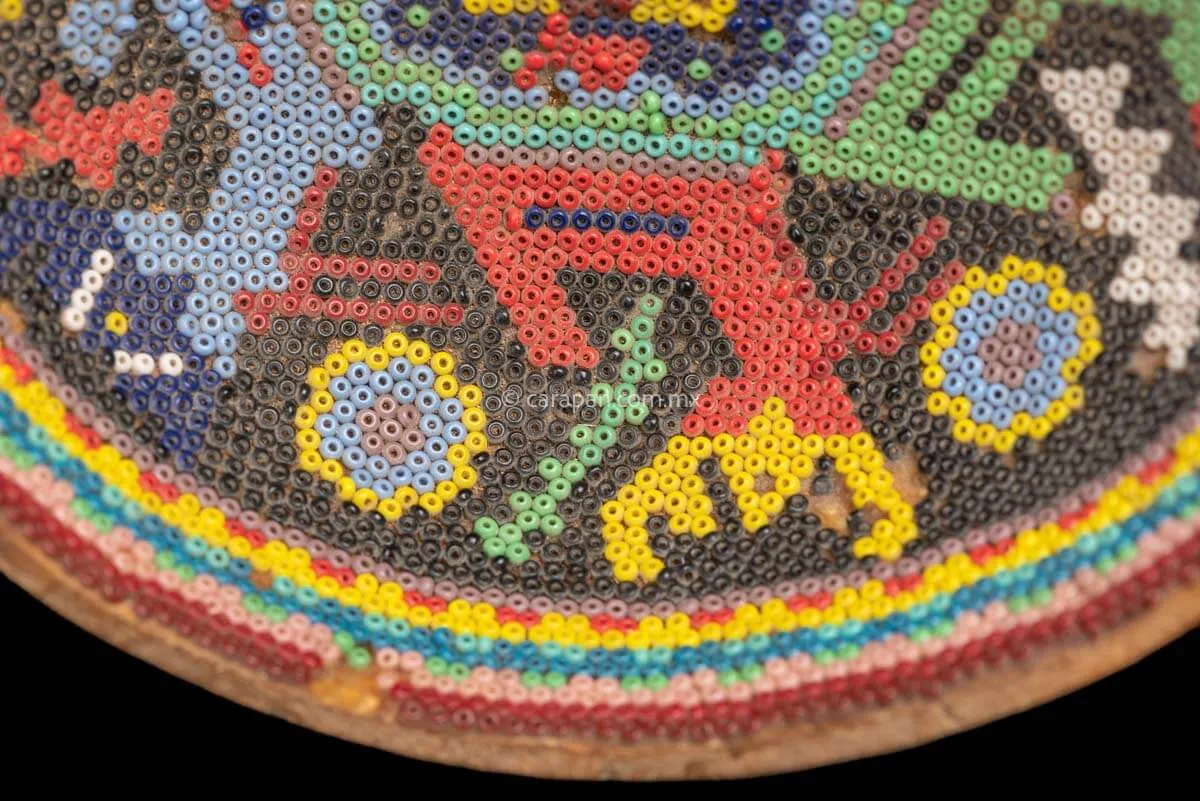 Vintage Beaded Huichol Gourd with Sacred Deer