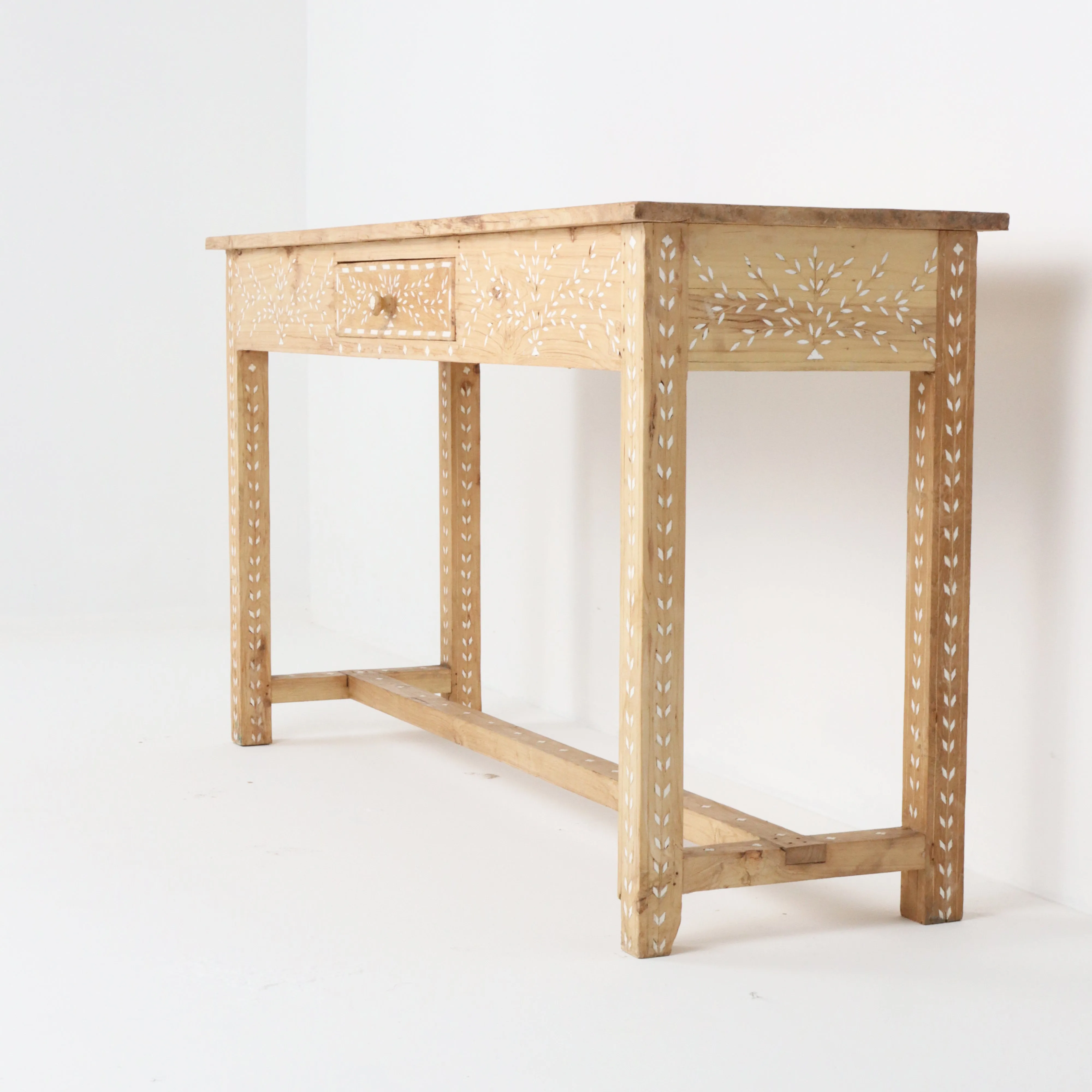 Vintage Bleached Bone Inlay Console