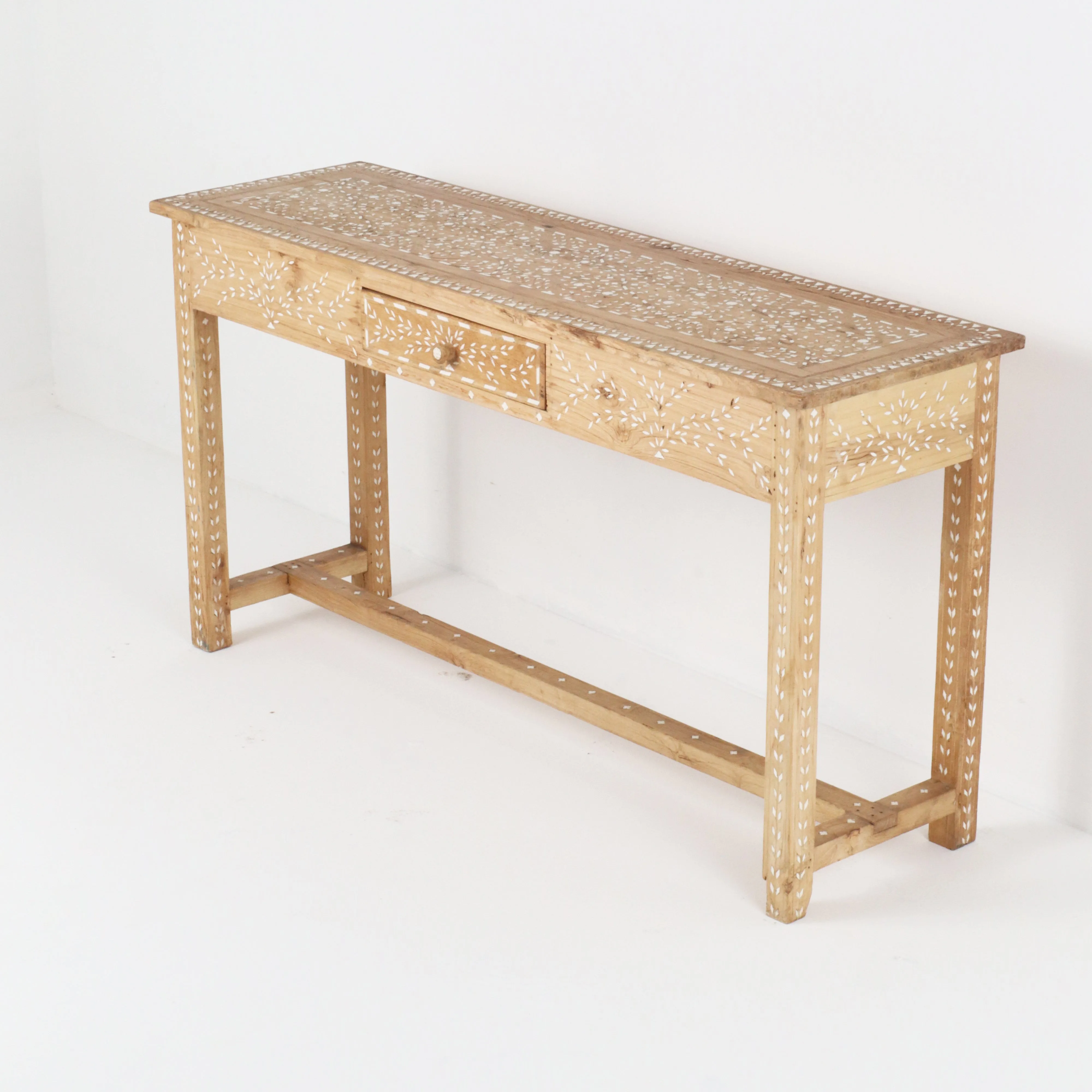 Vintage Bleached Bone Inlay Console