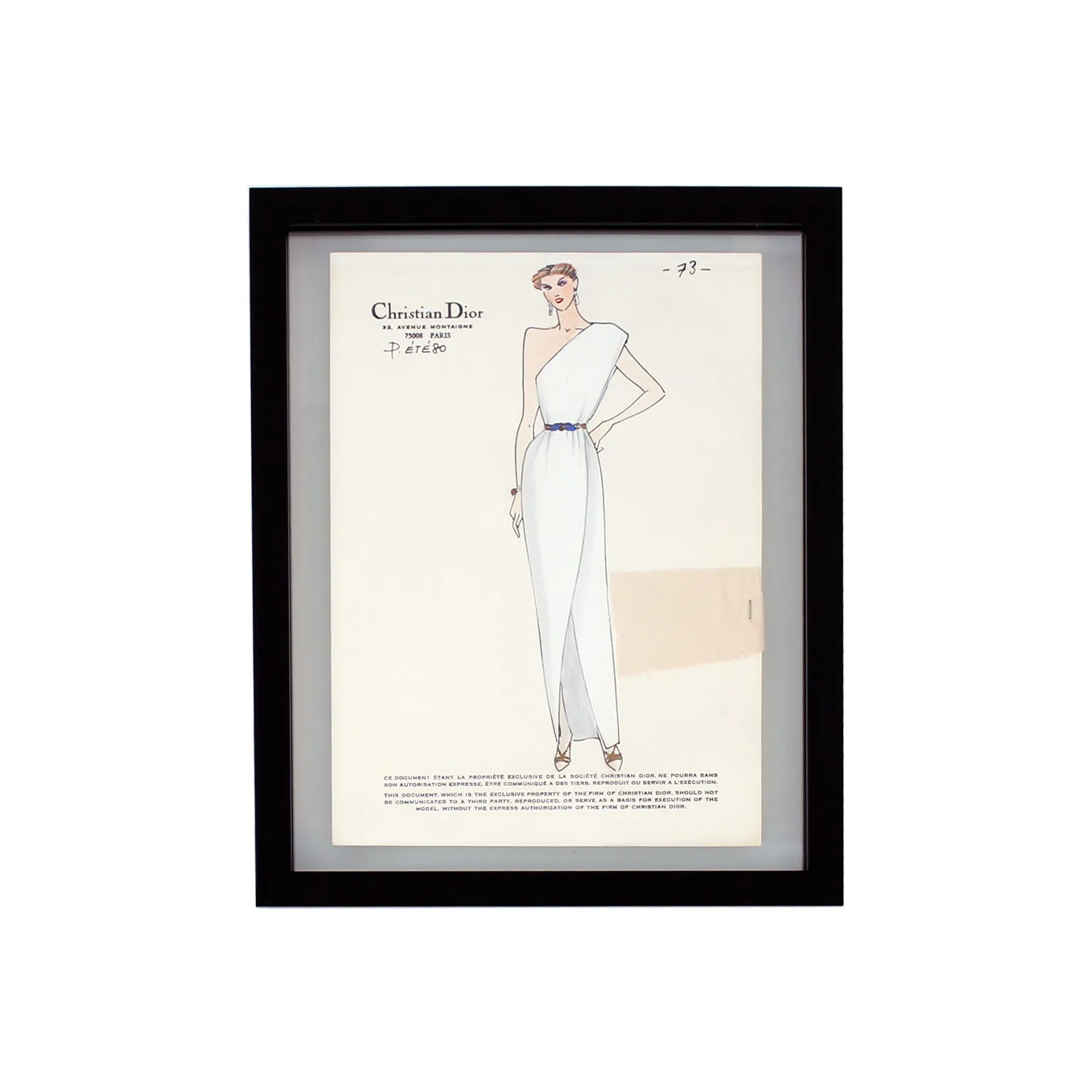 Vintage Haute Couture Christian Dior Fashion Sketch