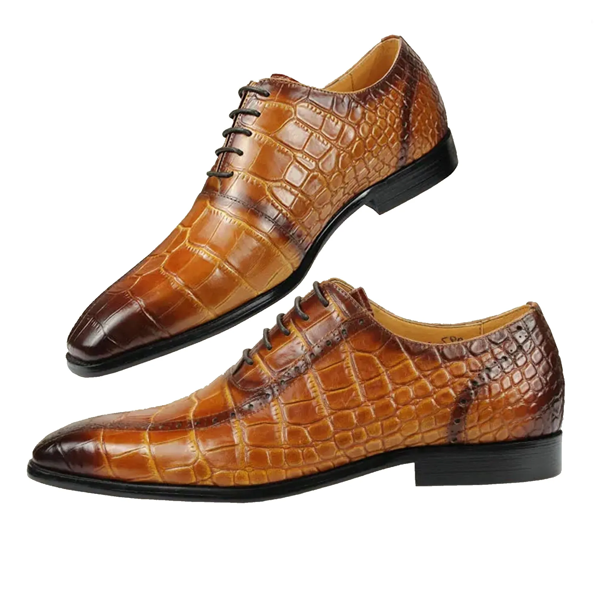 Vintage Shoes Mens Oxford Shoes Yellow Brown