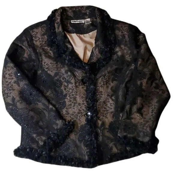 VINTAGE Blutique Black Beaded Jacket