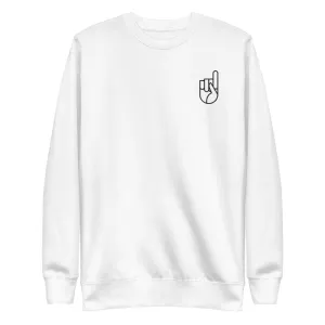 White and Black Embroidered Fleece Pullover (Unisex)