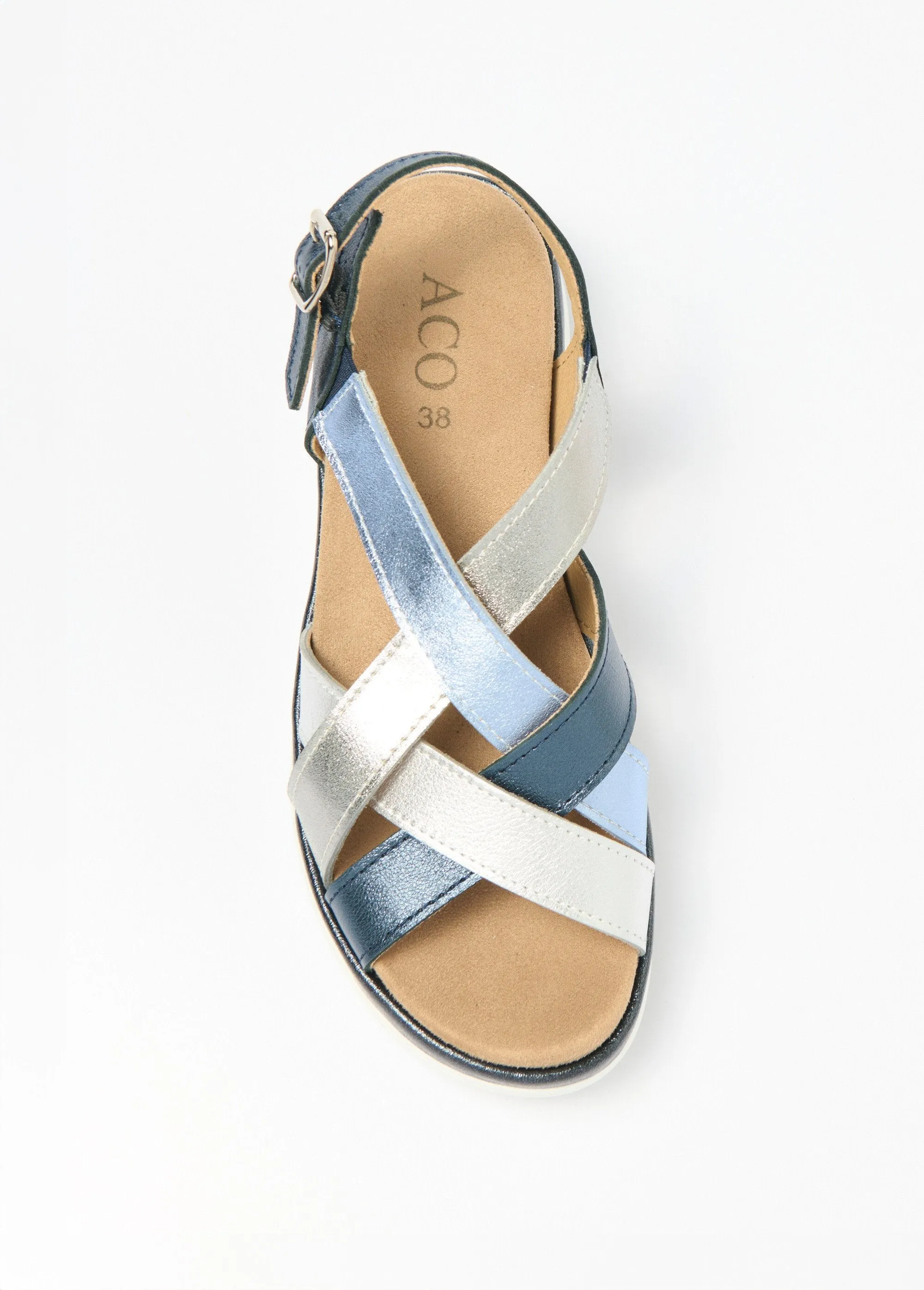 Wide width multi-strap wedge sandals