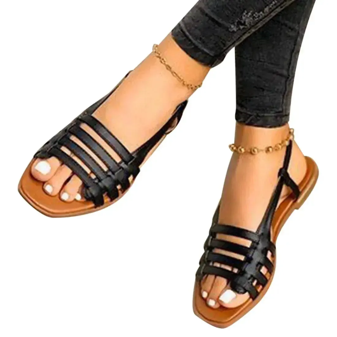 Women Sandals Woman Summer Hollow Out Roman Shoes - Women's Gladiator Open Toe  Flats Ladies Footwear
