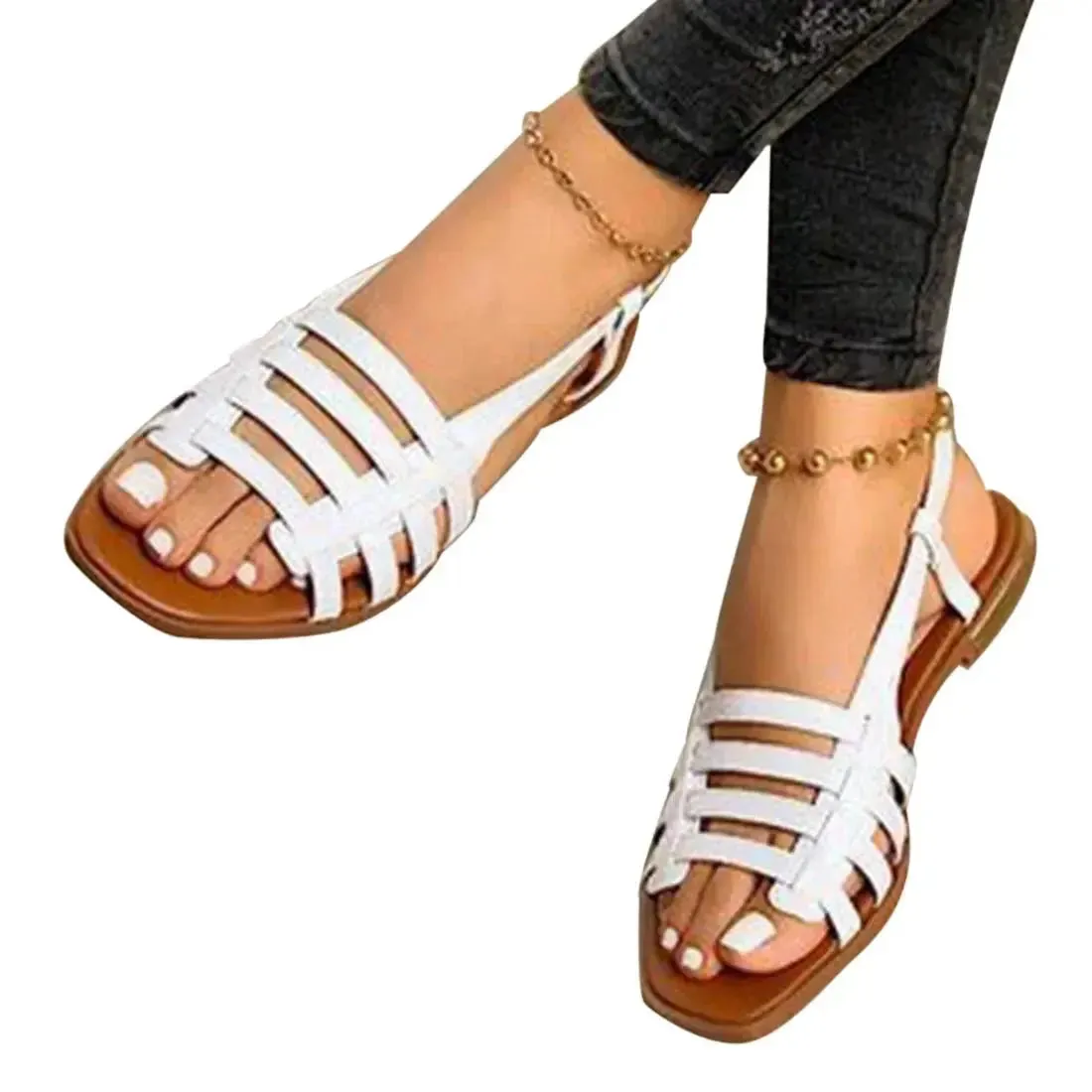 Women Sandals Woman Summer Hollow Out Roman Shoes - Women's Gladiator Open Toe  Flats Ladies Footwear